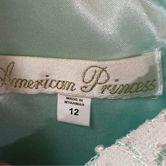 American Princess Lime Green Lace Occasion Dress 12 - Picture 5 of 10